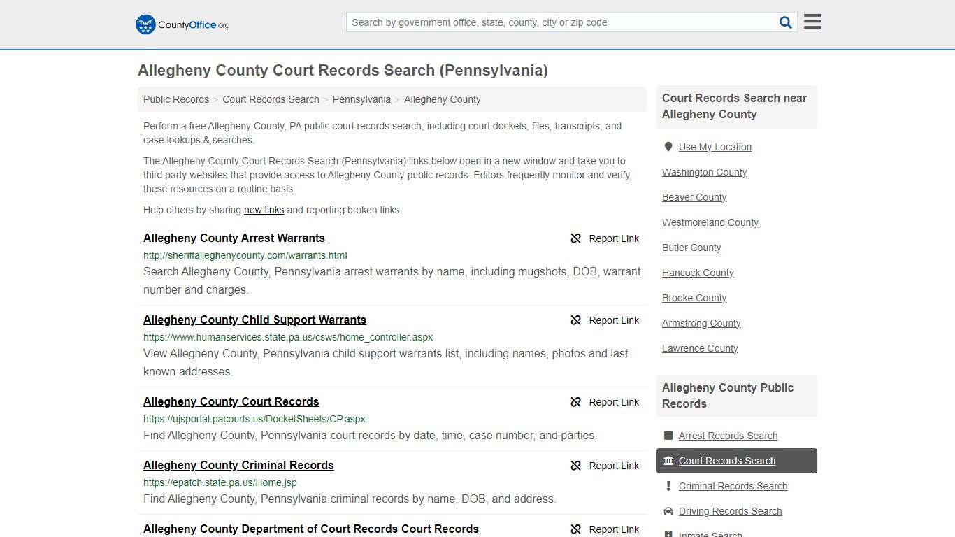 Allegheny County Court Records Search (Pennsylvania) - County Office
